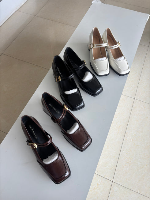 Elegant Square Toe Mary Jane Heel